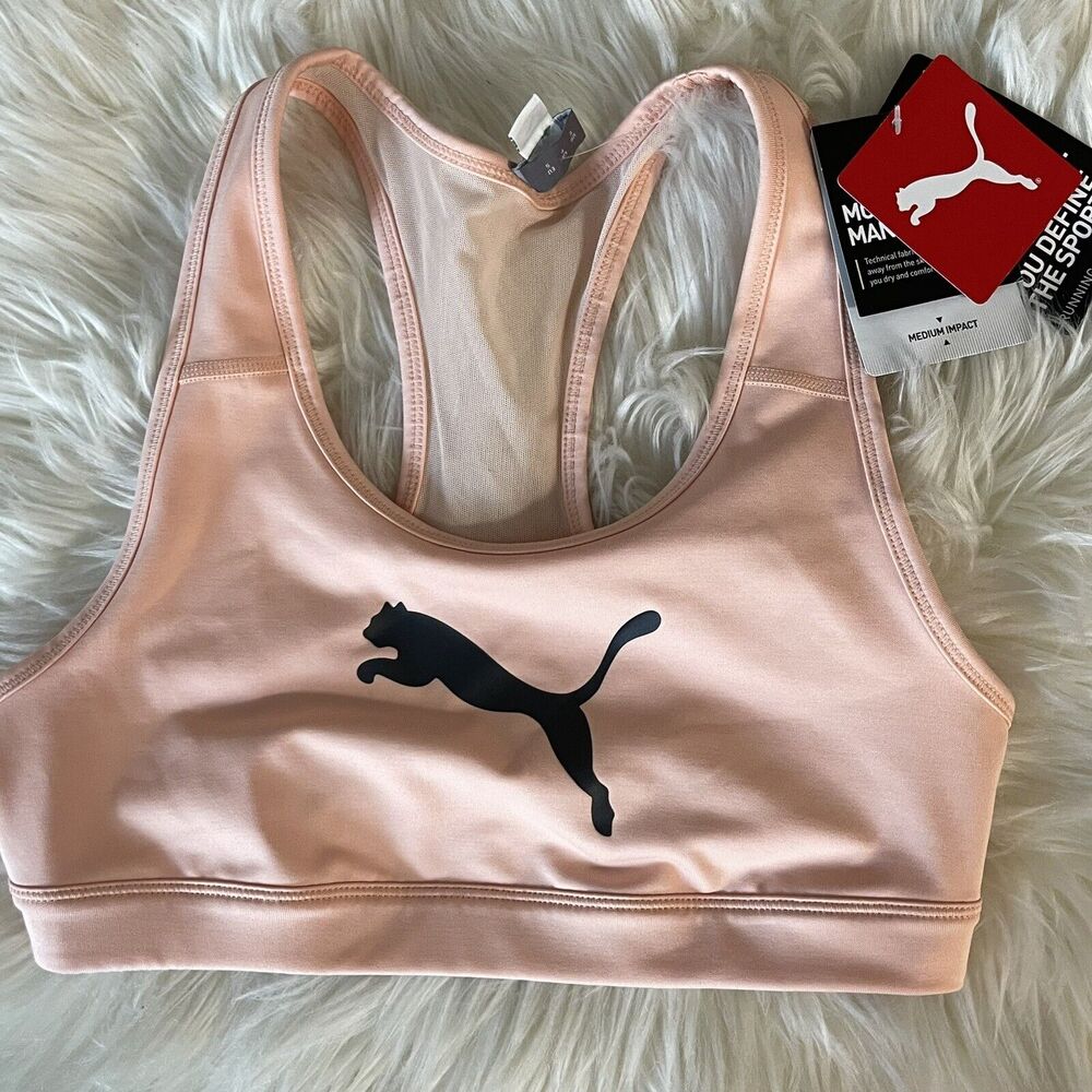 Puma 4Keeps Sports Bra XS Mid Impact Womens Orange Casual Activewear 520304-17